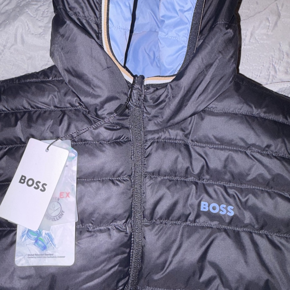 Boss Kids Puffer Jacket - Black with Light Blue Accents - Picture 1 of 3